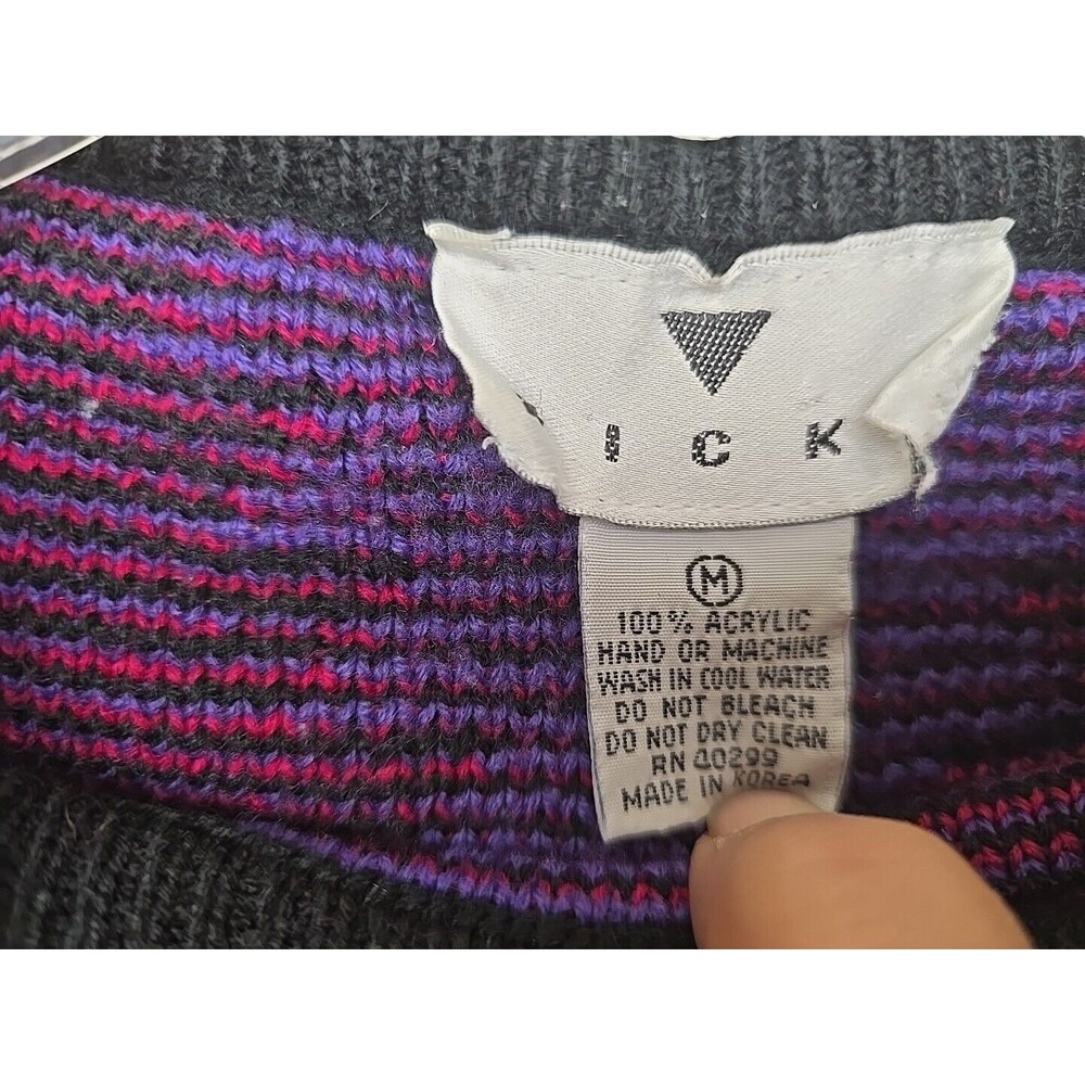 Vtg 90s Colorful Geometric Striped Mohair Blend Tunic Sweater Size M Retro Ricki - Picture 5 of 6